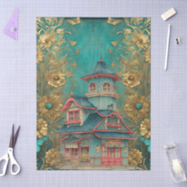 Shabby Chic Aquamarine Pagode Seidenpapier