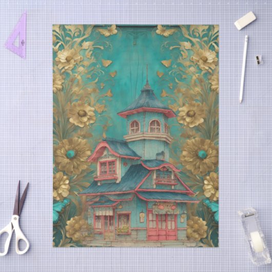 Shabby Chic Aquamarine Pagode Seidenpapier (Basteln)