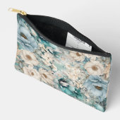 Shabby Chic Aquamarine Pastelfloral Make-up-Tasche Zubehörtasche (Offen)