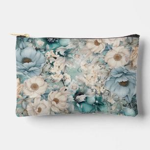 Shabby Chic Aquamarine Pastelfloral Make-up-Tasche Zubehörtasche