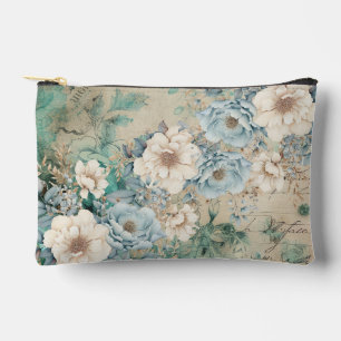 Shabby Chic Aquamarine Pastelfloral Make-up-Tasche Zubehörtasche