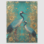 Shabby Chic Aquamariner Blumenkranich Seidenpapier (Vorderseite)