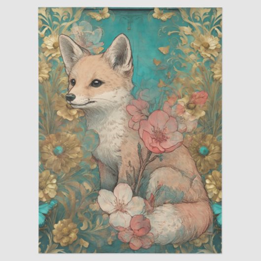 Shabby Chic Aquamarines Blumenfockpapier Seidenpapier (Vorderseite)