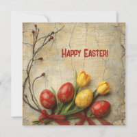 Shabby Chic Aquarell Rot und Gelb Easer Eier