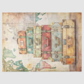 Shabby Chic Aquarell Vintage Koffer Seidenpapier (Vorderseite)