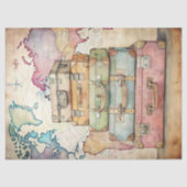 Shabby Chic Aquarell Vintage Koffer Seidenpapier (Vorderseite)