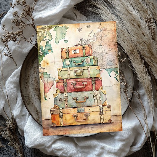 Shabby Chic Aquarell Vintage Koffer Seidenpapier