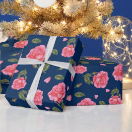 Shabby Chic Aquarellfarbe Rosa Blumenmuster Geschenkpapier