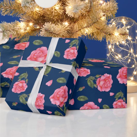 Shabby Chic Aquarellfarbe Rosa Blumenmuster Geschenkpapier (Feiertage)