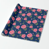 Shabby Chic Aquarellfarbe Rosa Blumenmuster Geschenkpapier (Ungerollt)