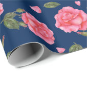 Shabby Chic Aquarellfarbe Rosa Blumenmuster Geschenkpapier (Rolleneckpunkt)