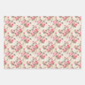 Shabby Chic Aquarellmagenta und Salbei Rose Geschenkpapier Set (Vorderseite 3)