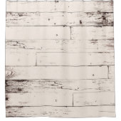Shabby Chic aus Weißem Elfenbeinholz Rustikales Ba Duschvorhang (Vorderseite)