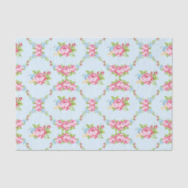 Shabby Chic, Baby blau, rote Rosen, viktorianisch, Seidenpapier