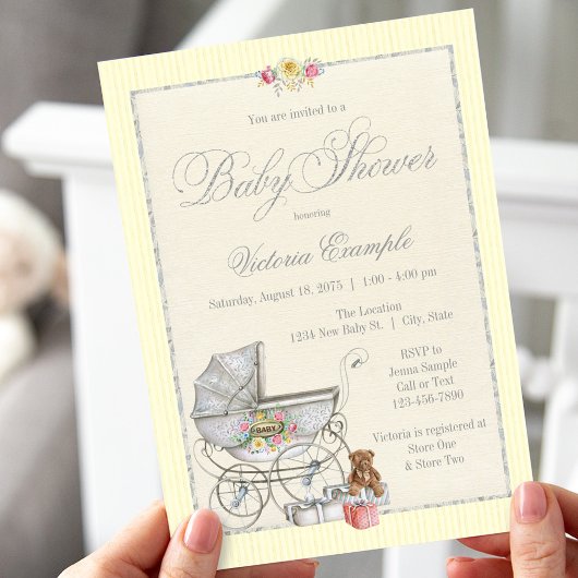 Shabby Chic Baby Dusche Einladungen