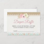 Shabby Chic Babydusche Windelwaschmaschine Gehäuse Begleitkarte (Vorne/Hinten)