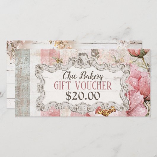 Shabby Chic Bäckerei Vintag Geschenkgutschein (Vorne/Hinten)