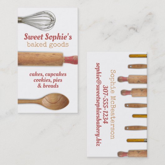Shabby Chic Backgeschirr Backwaren Backwaren Koch Visitenkarte (Vorne/Hinten)