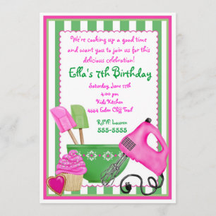 Shabby Chic Baking Birthday Einladungen