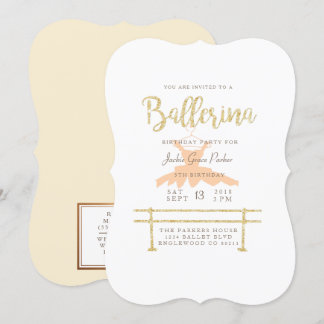 Shabby Chic Ballerina Geburtstagsparty Einladung