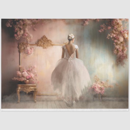 Shabby Chic Ballerina Portrait & Blumendekoupage Seidenpapier (Vorderseite)