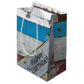 Shabby Chic Barn Wood Geburtstag Mittlere Geschenktüte (Vorderseite Schrägansicht)