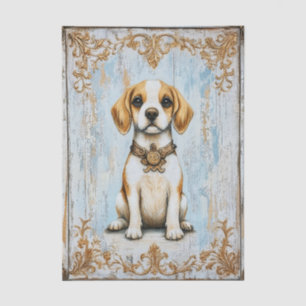Shabby Chic Beagle Welpen Hund, Blau EM1 Decoupage Seidenpapier
