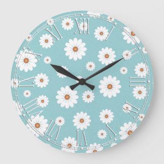 Shabby Chic Beautiful Daisy Daisies Blume Floral Große Wanduhr