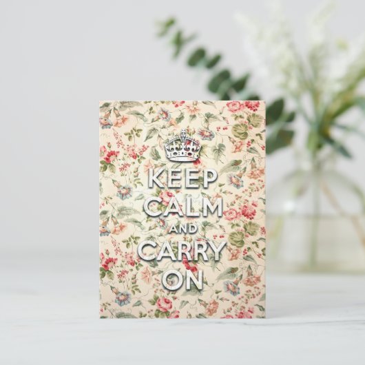 Shabby Chic behalte Ruhe und setzt fort Postkarte (Stehend Vorderseite)