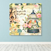 Shabby Chic Birdcage Leinwand Kunst (Insitu (Holzboden))
