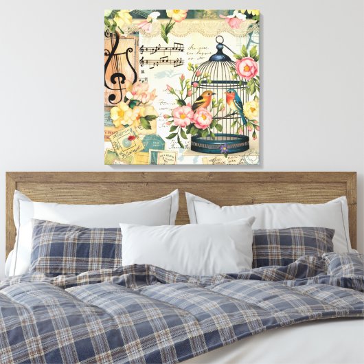 Shabby Chic Birdcage Leinwand Kunst (Insitu (Schlafzimmer))