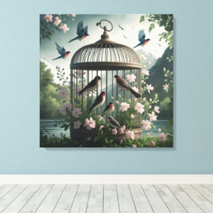 Shabby Chic Birdcage Leinwand Kunst