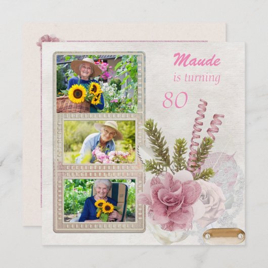 Shabby Chic Birthday Party Einladung (Vorne/Hinten)