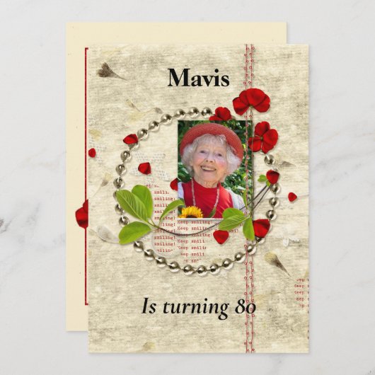 Shabby Chic Birthday Party Einladung (Vorne/Hinten)