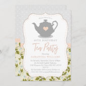 Shabby Chic Birthday Tea Party Einladung (Vorne/Hinten)