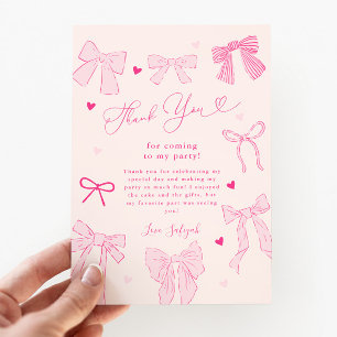Shabby-Chic-Birthdayparty mit rosa Schleife Dankeskarte