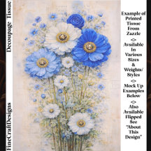 Shabby Chic Blau Elfenbein Blumenmix FD7R Decoupag