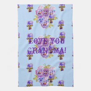 Shabby Chic Blau Lieb Dich Oma Geschirrtuch