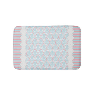 Shabby Chic Blau & Rosa Damast Badematte