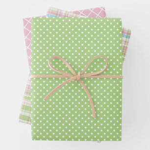 Shabby Chic Blau Rosa Grün Streifen Muster Geschenkpapier Set