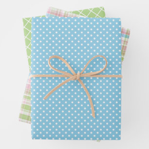 Shabby Chic Blau Rosa Grün Streifen Muster Geschenkpapier Set