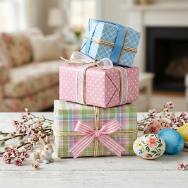 Shabby Chic Blau rosa, grüne Streifen Muster Geschenkpapier Set