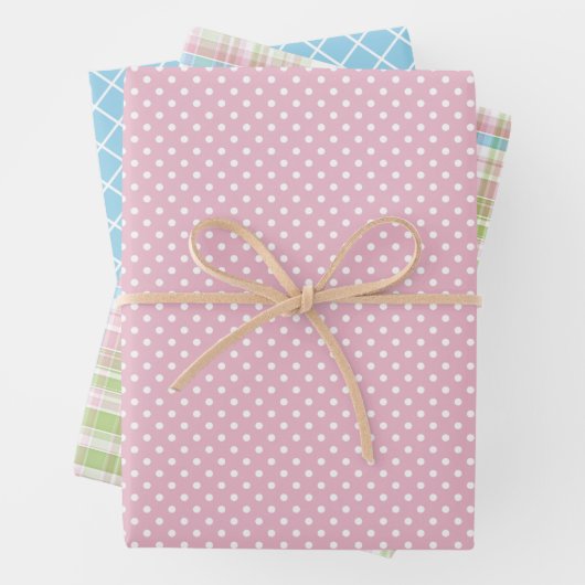 Shabby Chic Blau rosa, grüne Streifen Muster Geschenkpapier Set (Beispiel)