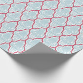 Shabby Chic Blau & Rose Damast Geschenkpapier (Ecke)