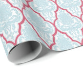 Shabby Chic Blau & Rose Damast Geschenkpapier (Rolleneckpunkt)