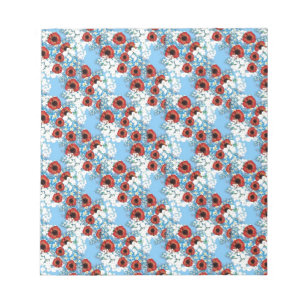 Shabby Chic Blau rote Blumendruck von LeahG Notizblock