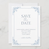 Shabby Chic Blau-Weiß-Minimal Save the Date Einladung (Vorderseite)