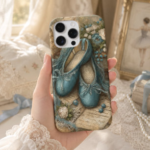 Shabby Chic Blaue Ballettschuhe und Rosen iPhone 16 Pro Max Hülle