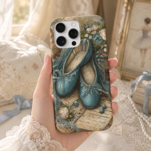 Shabby Chic Blaue Ballettschuhe und Rosen Case-Mate iPhone Hülle