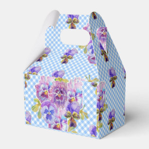 Shabby Chic Blaue Gingham-Stiefmütterchen-Hochzeit Geschenkschachtel